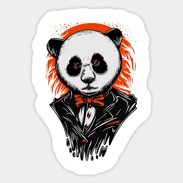 Smart Panda Suit Black Orange Sticker by BradleyHeal